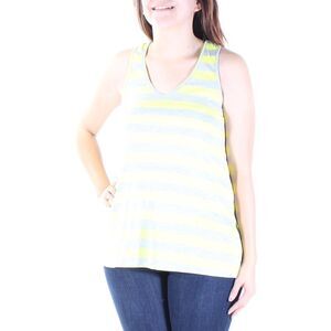DNA COUTURE Womens Yellow Racerback Sleeveless Scoop Neck Top Size: S